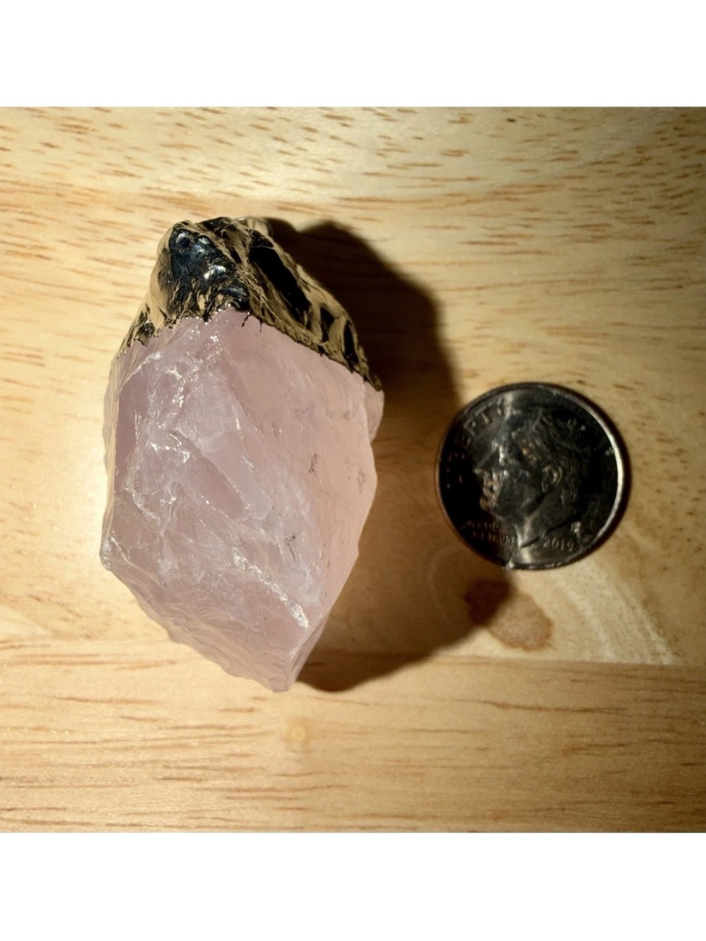 Rose Quartz Raw Crystal Accent with Silver Tone Tip - Home Accents